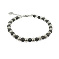 Habibi Jewels BRACCIALE UOMO DONNA SFERE 5 MM ACCIAIO INOSSIDABILE NERO E SILVER IDEA REGALO