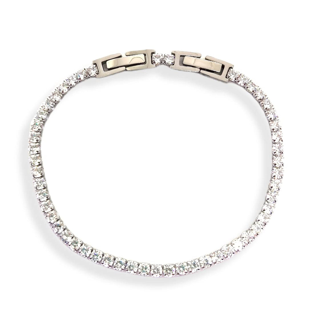 Habibi Jewels Bracciale Tennis Donna Uomo in Acciaio modello Bianco Strass Brillantini Braccialetto Idea Regalo Compleanno Laurea