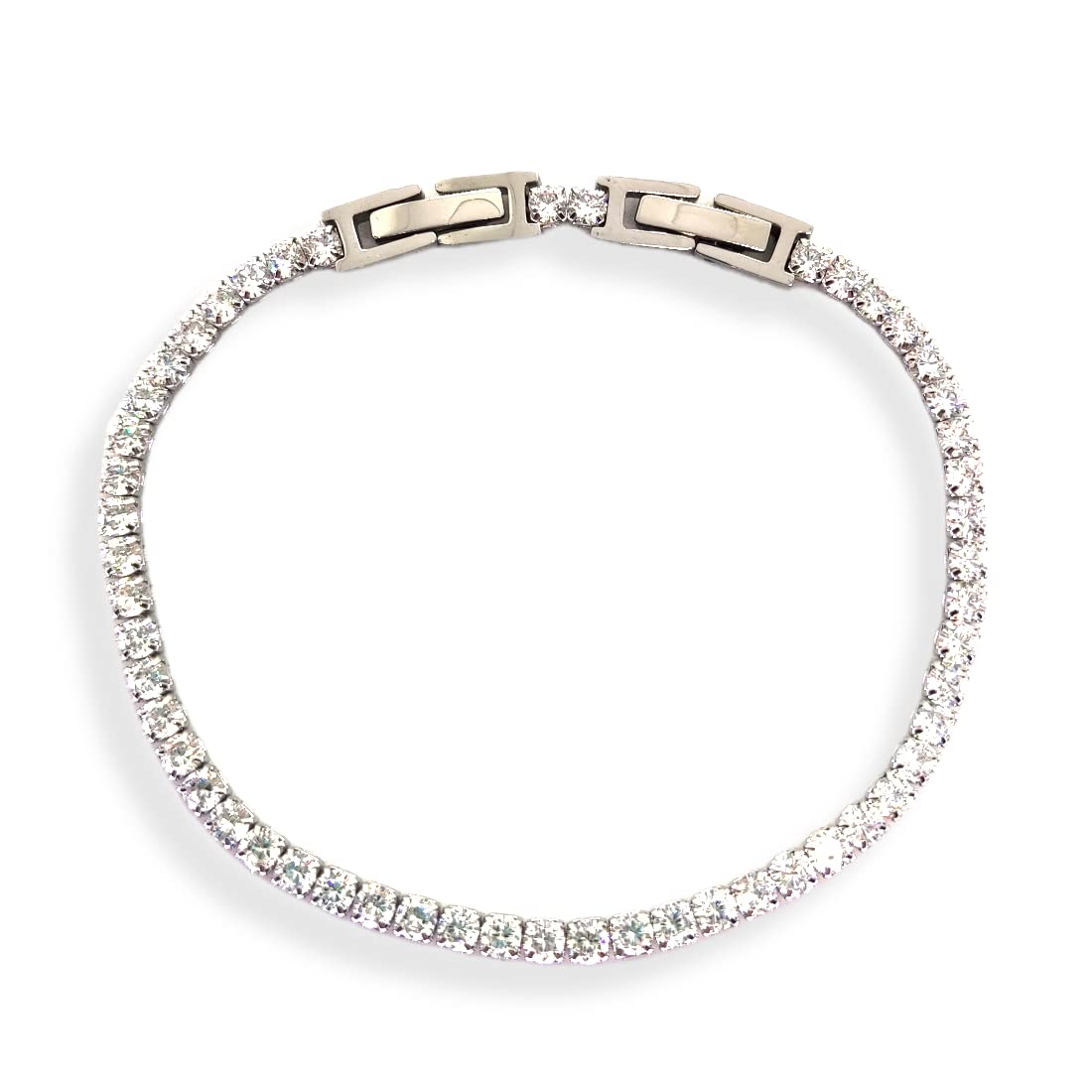 Habibi Jewels Bracciale Tennis Donna Uomo in Acciaio modello Bianco Strass Brillantini Braccialetto Idea Regalo Compleanno Laurea