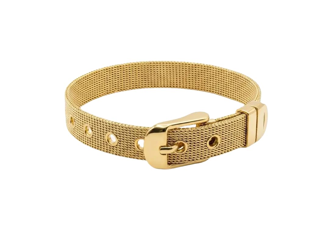 Habibi Jewels Bracciale in Acciaio Gold Dorato con Fibbia Modello Maglia a Rete Cinturino da Donna Regolabile Idea Regalo