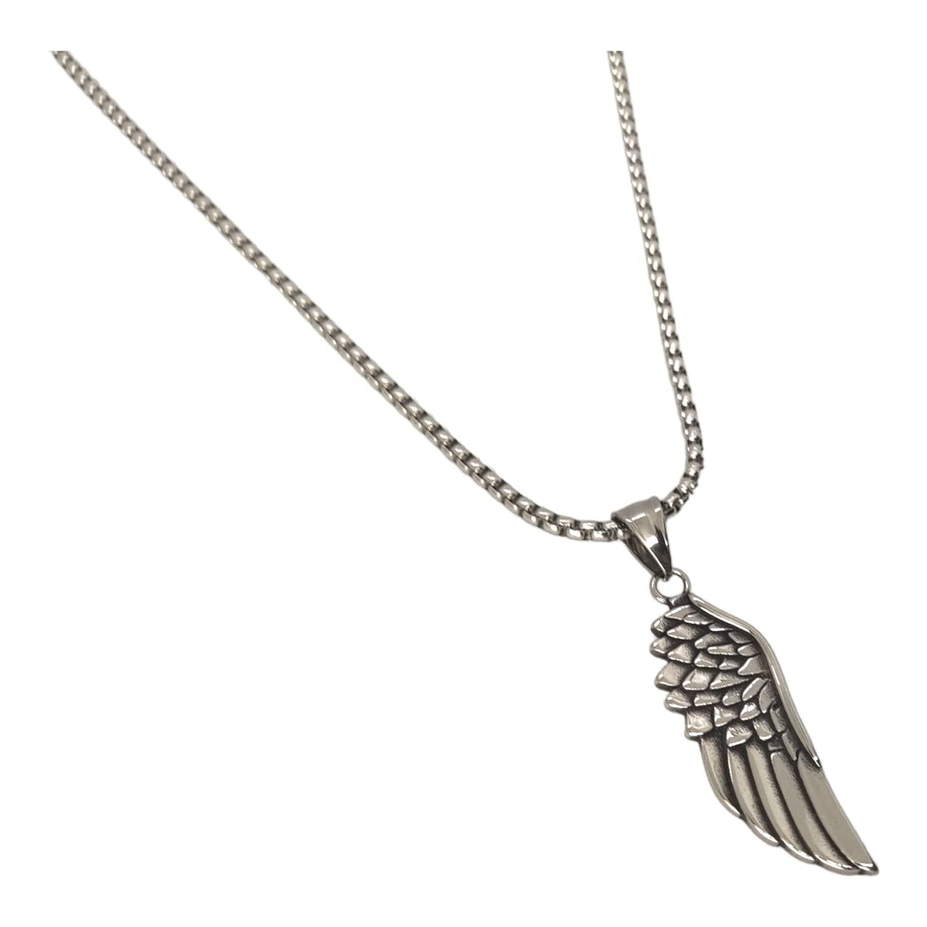Habibi Jewels Collana Ala Piuma Ali d'Angelo da Uomo in Acciaio con Catena a Maglia Veneziana Chiusura a Moschettone Idea Regalo Festa del Papà Natale Compleanno Laurea