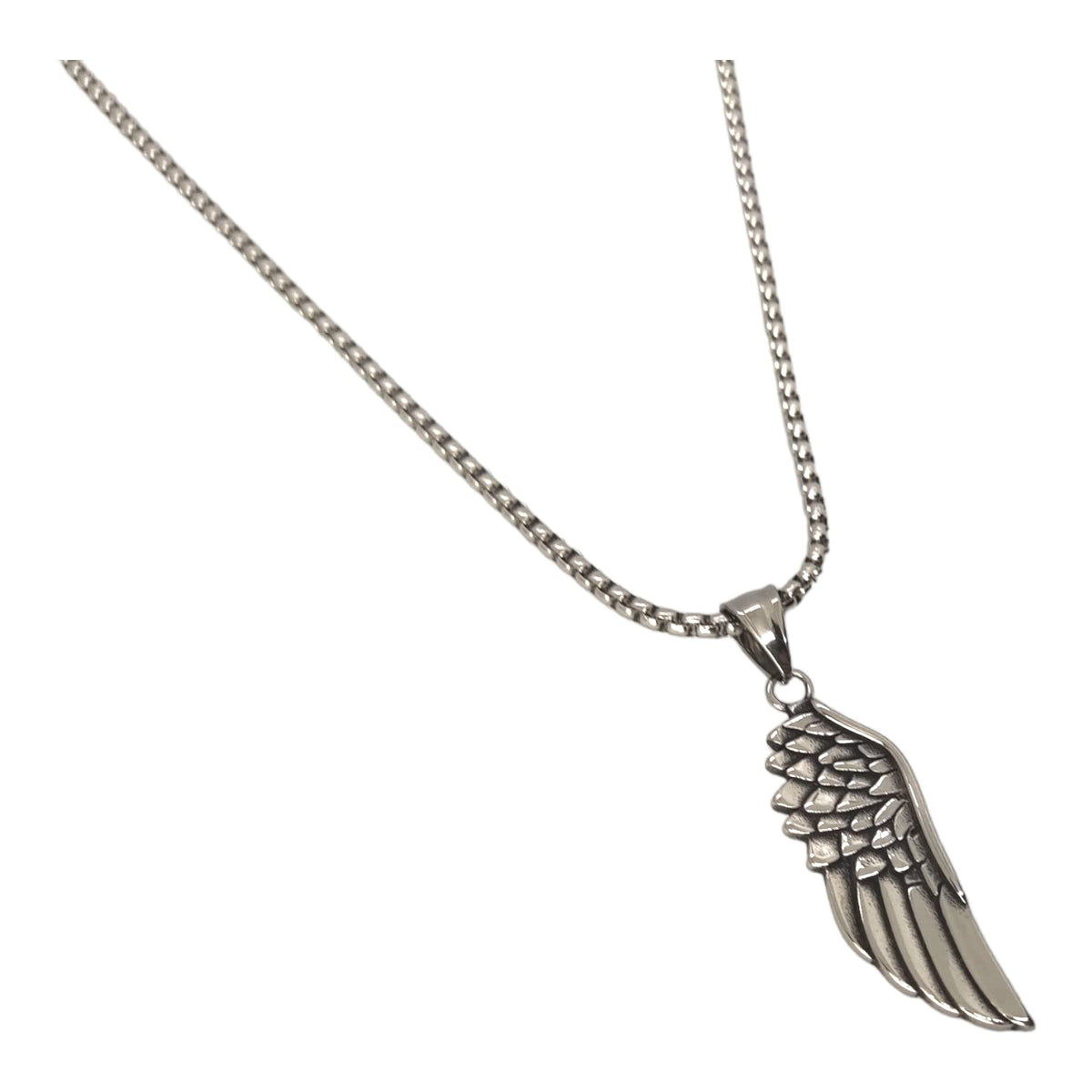 Habibi Jewels Collana Ala Piuma Ali d'Angelo da Uomo in Acciaio con Catena a Maglia Veneziana Chiusura a Moschettone Idea Regalo Festa del Papà Natale Compleanno Laurea