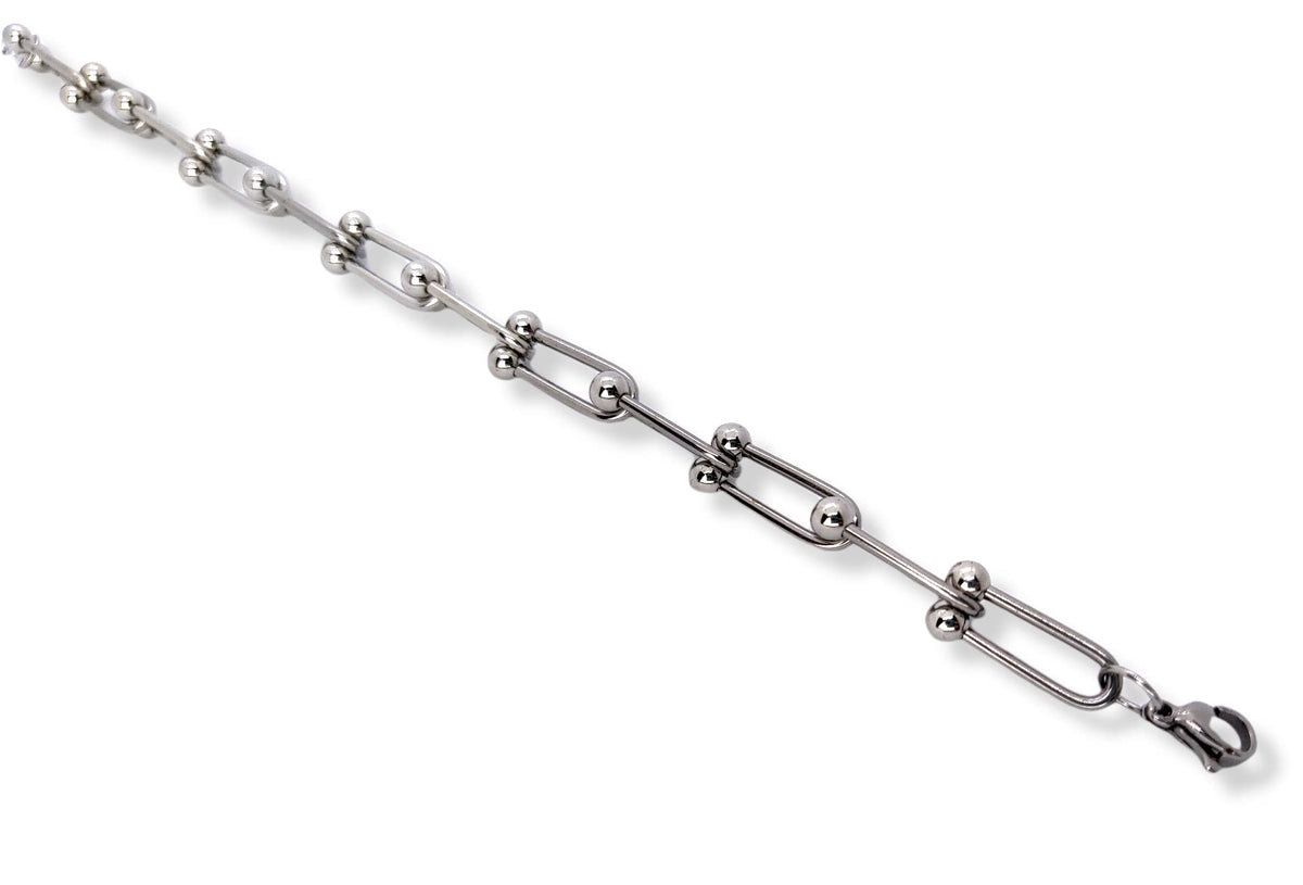 Habibi Jewels Bracciale Catena Donna Uomo in Acciaio Modello Semirigido Bracelet for Man Festa del Papà Natale Laurea Idea Regalo Lucidissimo Compleanno