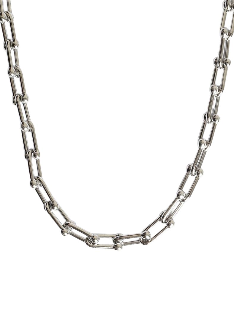 Habibi Jewels Collana da Donna in Acciaio Silver Girocollo Modello Catena Maglia ad U Idea Regalo Ragazza Compleanno Festa della Mamma Natale