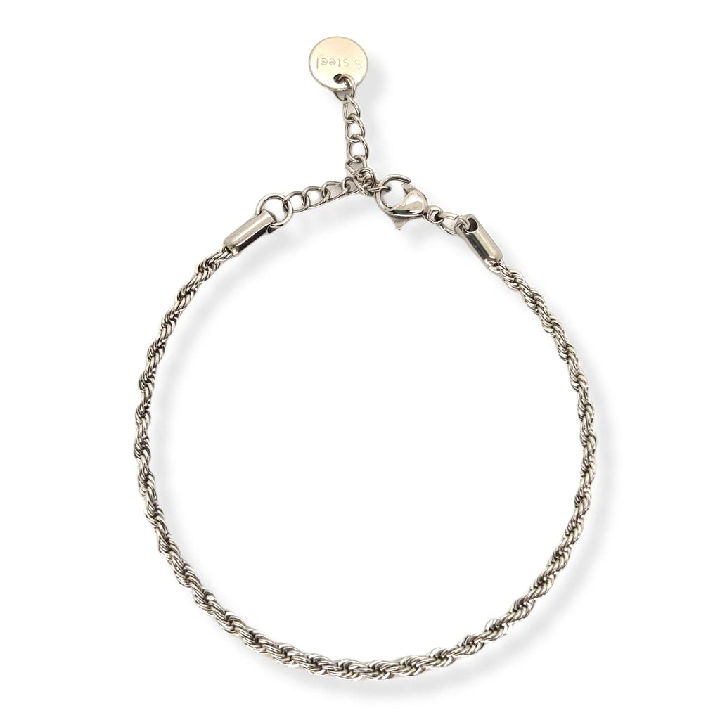Habibi Jewels Bracciale da Uomo Donna in Acciaio Modello Catena Corda Intrecciata Torcione Braccialetto Idea Regalo Festa del Papà Compleanno Laurea