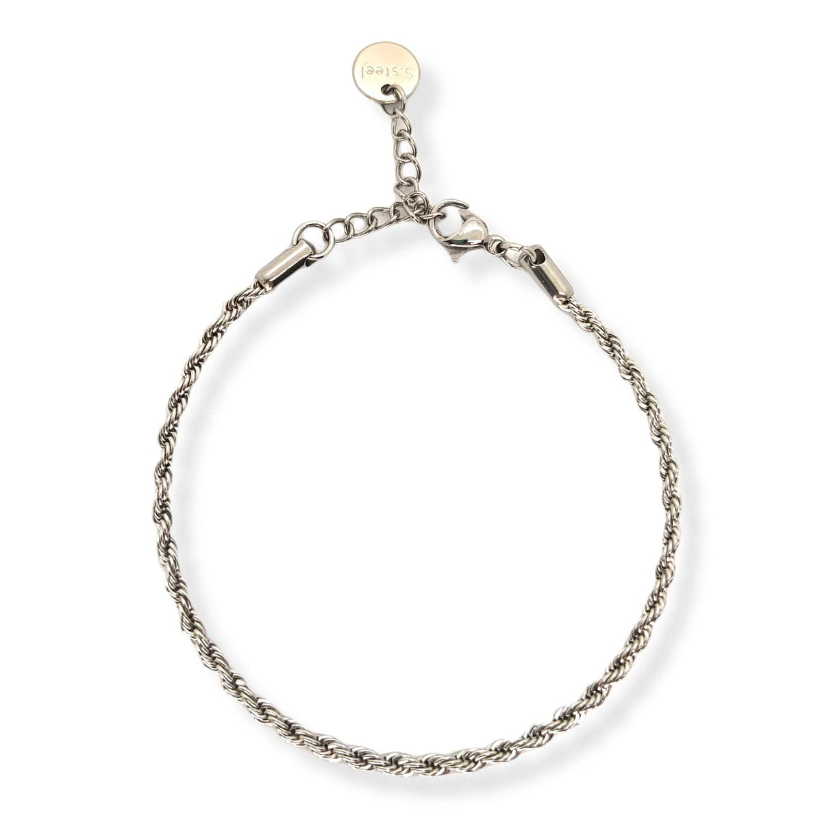 Habibi Jewels Bracciale da Uomo Donna in Acciaio Modello Catena Corda Intrecciata Torcione Braccialetto Idea Regalo Festa del Papà Compleanno Laurea