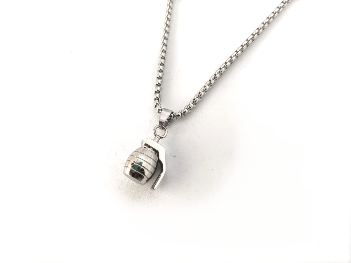 Habibi Jewels Collana Uomo in Acciaio con Ciondolo Bomba a Mano Granata Catena a Maglia Veneziana Chiusura a Moschettone Idea Regalo Festa del Papà Natale Compleanno Laurea San Valentino