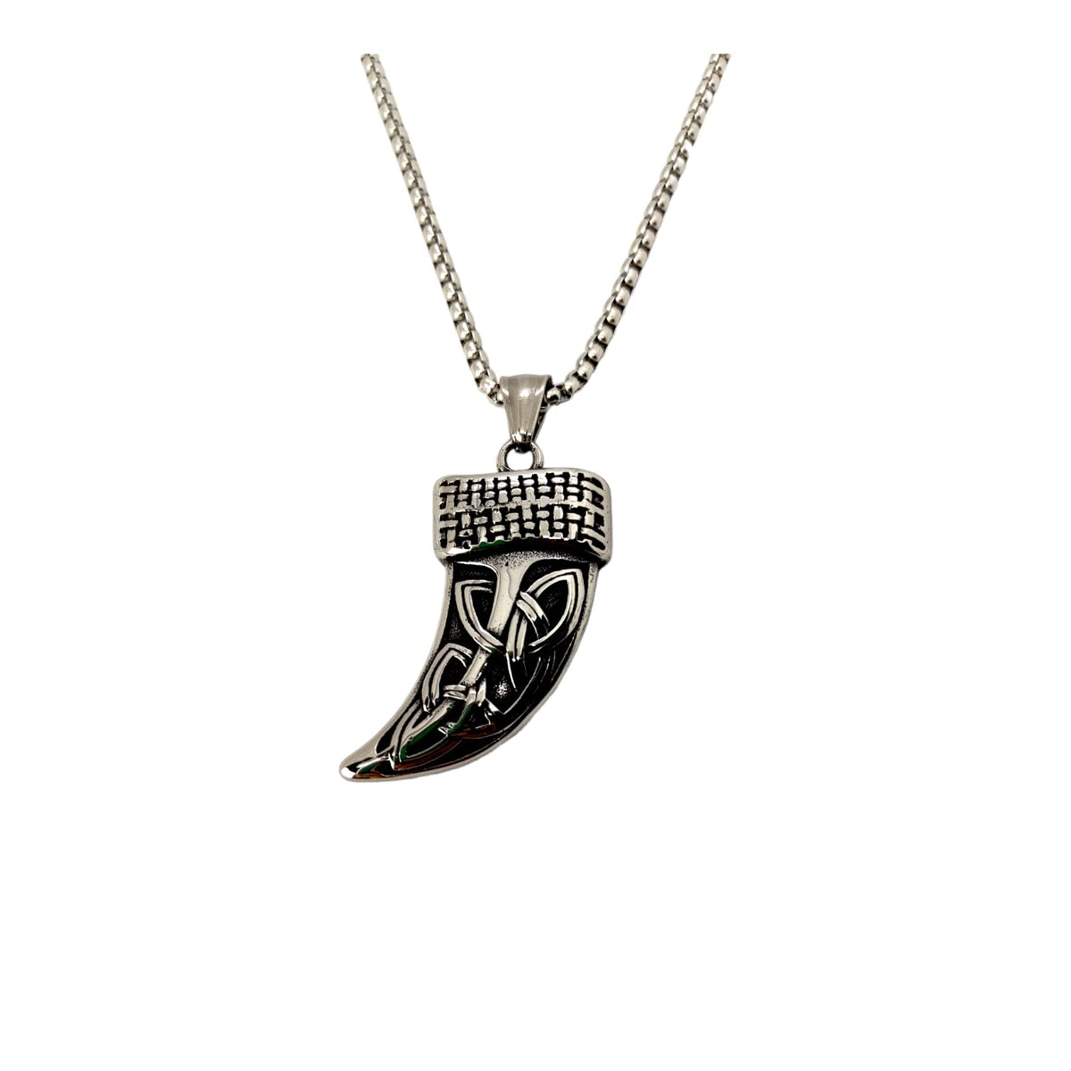 Habibi Jewels Collana Dente di Lupo Celtico da Uomo in Acciaio con Catena a Maglia Veneziana Chiusura a Moschettone Idea Regalo Festa del Papà Natale Compleanno Laurea