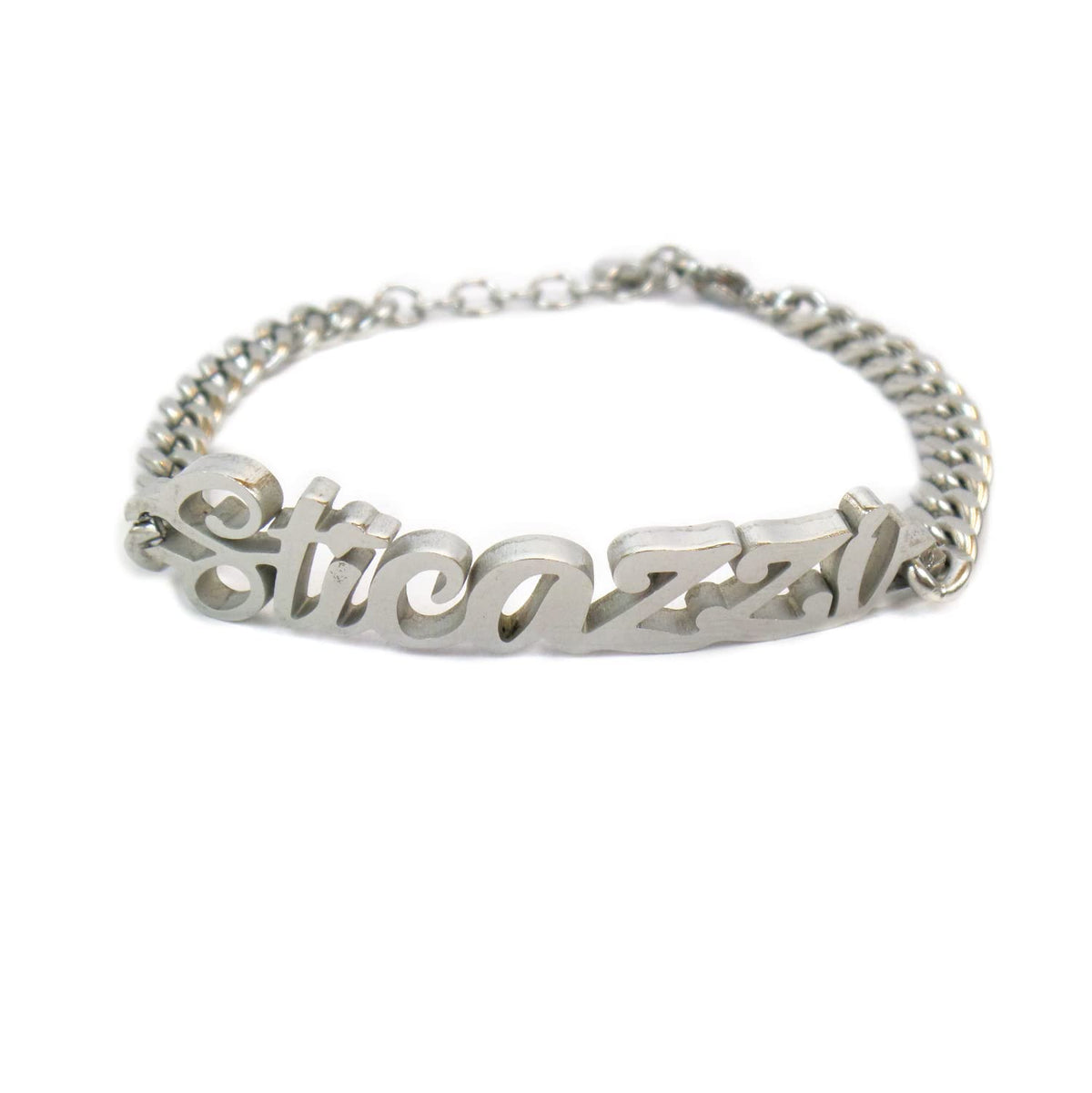 Habibi Jewels Bracciale da Donna in Acciaio maglia larga con scritta Sticazzi braccialetto bracelet for woman