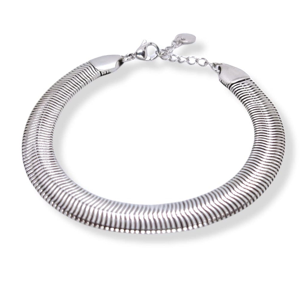 Habibi Jewels Bracciale Piatto Uomo in Acciaio Modello Snake 8 mm Piattina Catena Regolabile Piattina Braccialetto Bracelet for man Idea Regalo Festa del Papà Compleanno Onomastico Natale