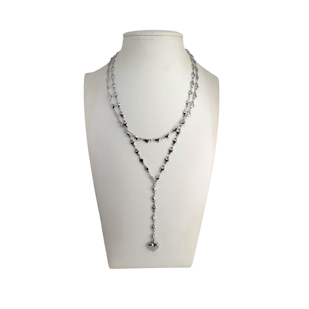 Habibi Jewels Set 2 Collane da Donna in Acciaio Silver con Cuori e pendente a Cuore per Occasioni Speciali Idea Regalo Ragazza Compleanno Festa della Mamma Natale