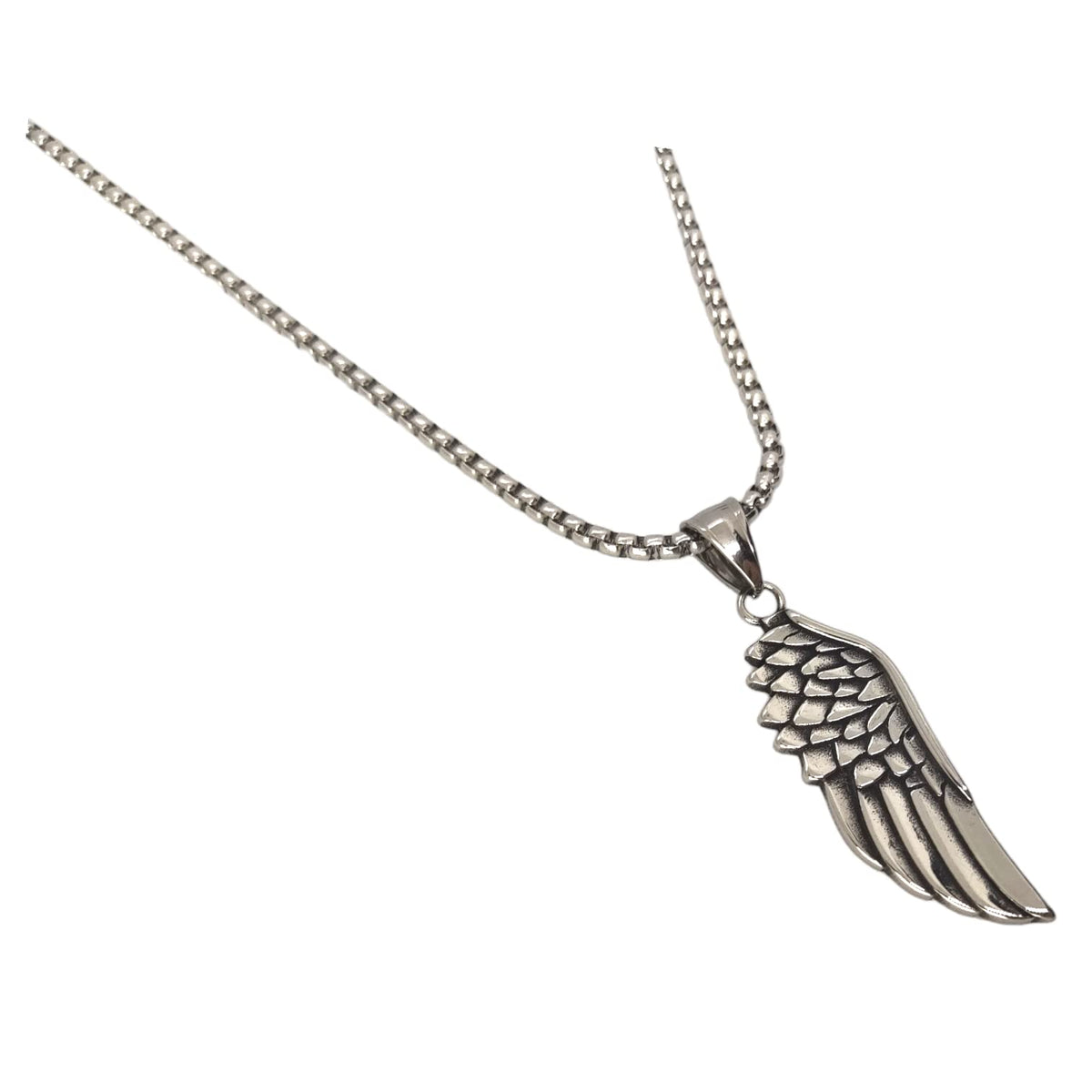Habibi Jewels Collana Ala Piuma Ali d'Angelo da Uomo in Acciaio con Catena a Maglia Veneziana Chiusura a Moschettone Idea Regalo Festa del Papà Natale Compleanno Laurea