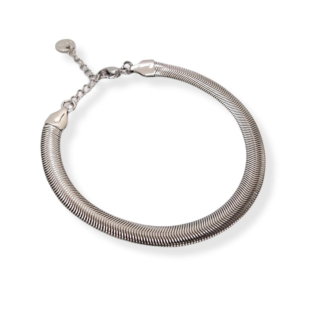 Habibi Jewels Bracciale Piatto Uomo in Acciaio Modello Snake 6 mm Piattina Catena Regolabile Piattina Braccialetto Bracelet for man Idea Regalo Festa del Papà Compleanno Onomastico Natale