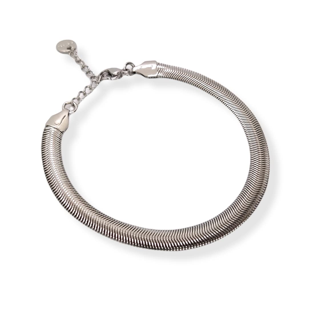 Habibi Jewels Bracciale Piatto Uomo in Acciaio Modello Snake 6 mm Piattina Catena Regolabile Piattina Braccialetto Bracelet for man Idea Regalo Festa del Papà Compleanno Onomastico Natale