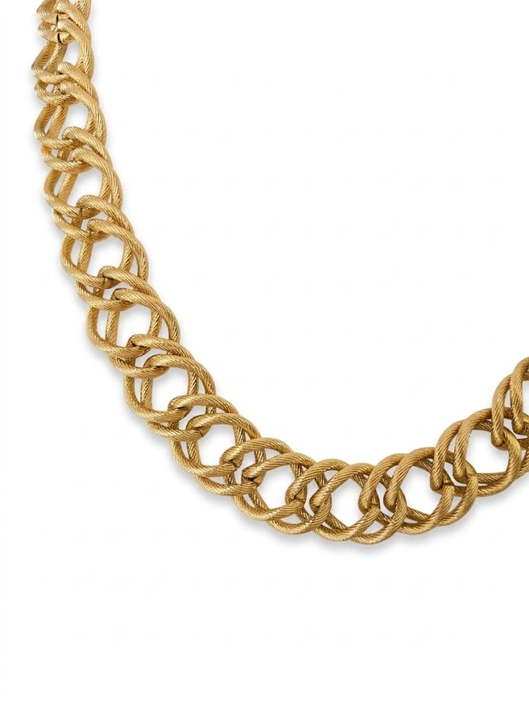 Habibi Jewels Collana Girocollo in Acciaio Gold Dorata da Donna a Catena Intrecciata, Design a Nodi Gourmette Satinata Stile Vintage Elegante per Cerimonie e Quotidiano