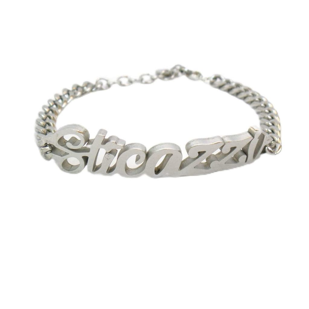 Habibi Jewels Bracciale da Donna in Acciaio maglia larga con scritta Sticazzi braccialetto bracelet for woman