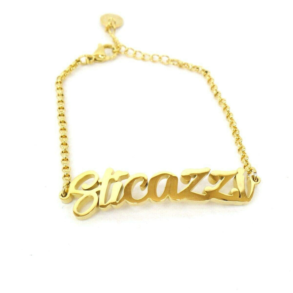 Bracciale in Acciaio Gold con Scritta Sticazzi