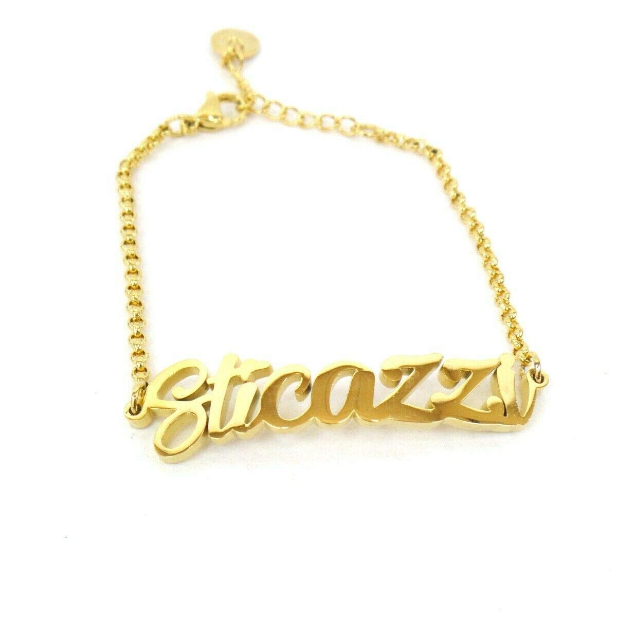 Bracciale in Acciaio Gold con Scritta Sticazzi