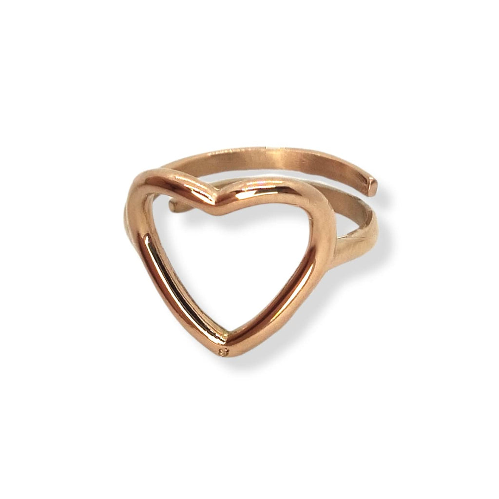Habibi Jewels Anello da Donna in Acciaio a forma di Cuore Color Rosa Rosé Regolabile Idea Regalo Festa della mamma Festa della donna compleanno