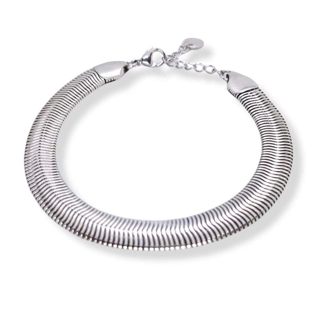 Habibi Jewels Bracciale Piatto Uomo in Acciaio Modello Snake 8 mm Piattina Catena Regolabile Piattina Braccialetto Bracelet for man Idea Regalo Festa del Papà Compleanno Onomastico Natale
