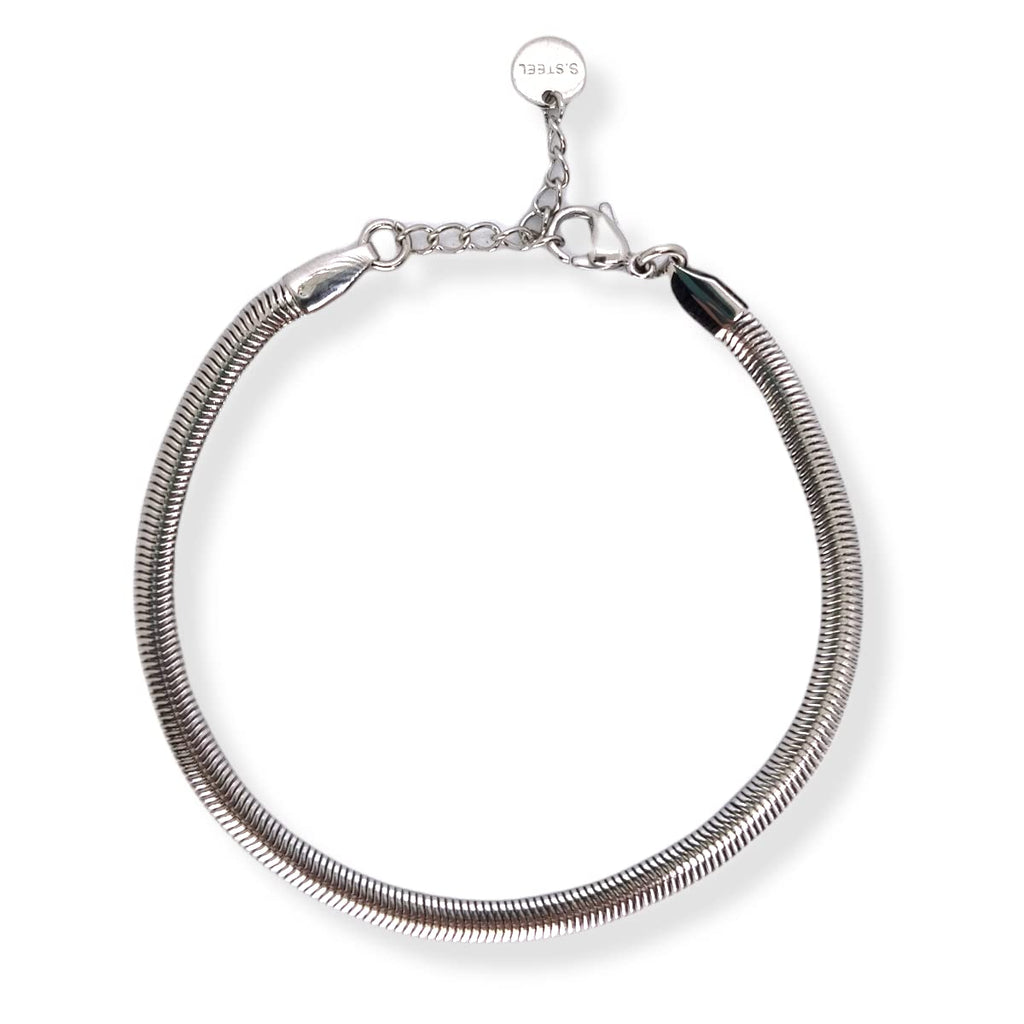 Habibi Jewels Bracciale Piatto Uomo in Acciaio Modello Snake 4 mm Piattina Catena Regolabile Piattina Braccialetto Bracelet for man Idea Regalo Festa del Papà Compleanno Onomastico Natale