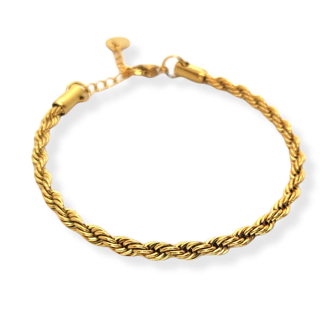 Habibi Jewels Bracciale da Uomo Donna in Acciaio Modello Corda Intrecciata Torcione Color Oro Giallo dorato Braccialetto Idea Regalo Festa del Papà Compleanno Laurea