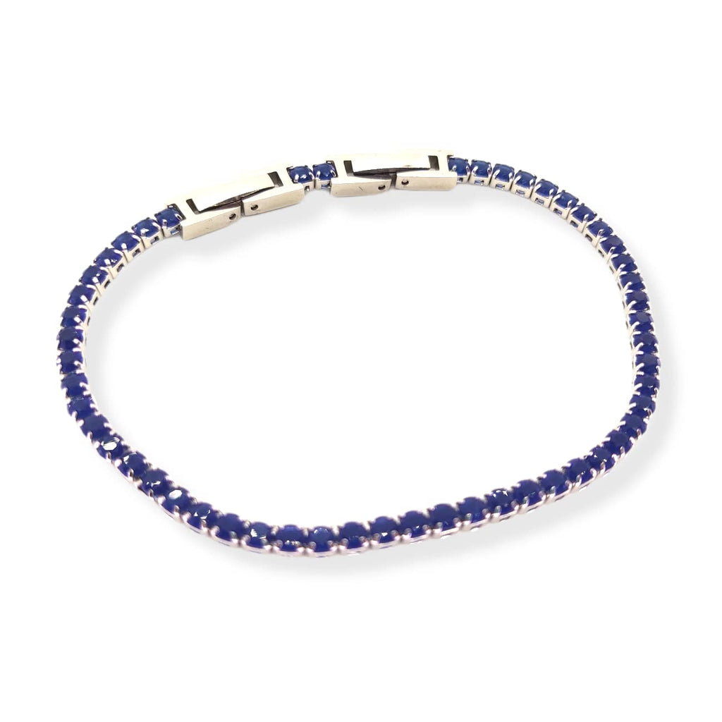 Habibi Jewels Bracciale Tennis Donna Uomo in Acciaio Blu Strass Brillantini Braccialetto Idea Regalo Compleanno Laurea