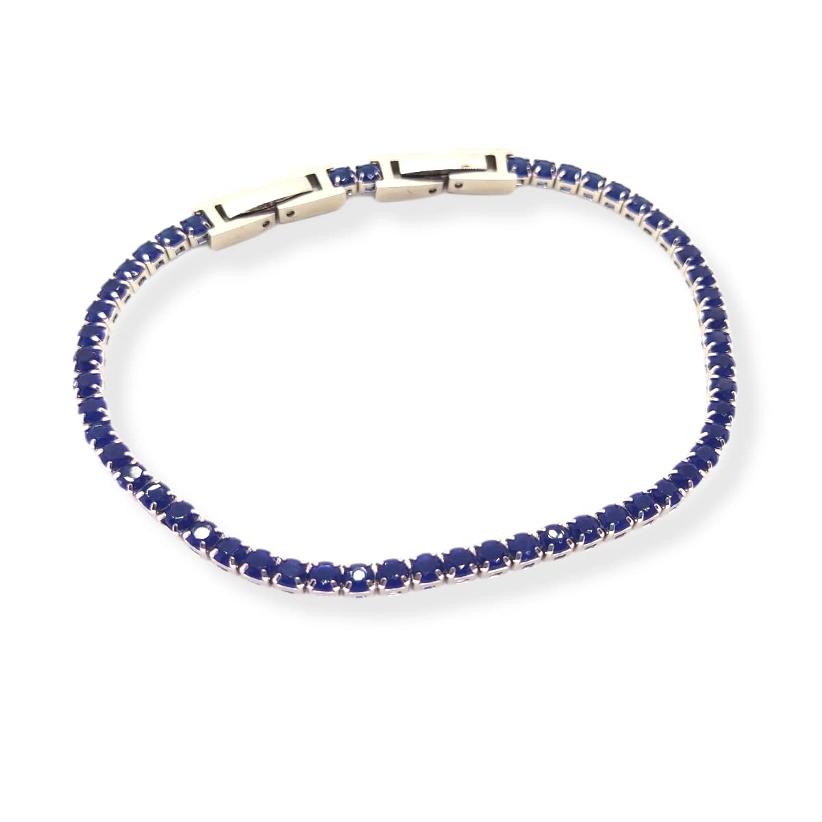 Habibi Jewels Bracciale Tennis Donna Uomo in Acciaio Blu Strass Brillantini Braccialetto Idea Regalo Compleanno Laurea
