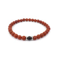 Bracciale Elastico con Pietre dure naturali Diaspro Rosso e Onice nera 6 mm ed elementi in Acciaio per Uomo Donna Made in Italy artigianale Fatto a mano Braccialetto