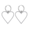 Orecchini in Acciaio Silver Cerchietti con Cuore Brillantini Strass da Donna Eleganti e Raffinati Idea Regalo