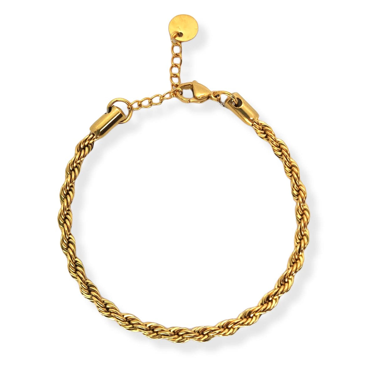 Habibi Jewels Bracciale da Uomo Donna in Acciaio Modello Corda Intrecciata Torcione Color Oro Giallo dorato Braccialetto Idea Regalo Festa del Papà Compleanno Laurea