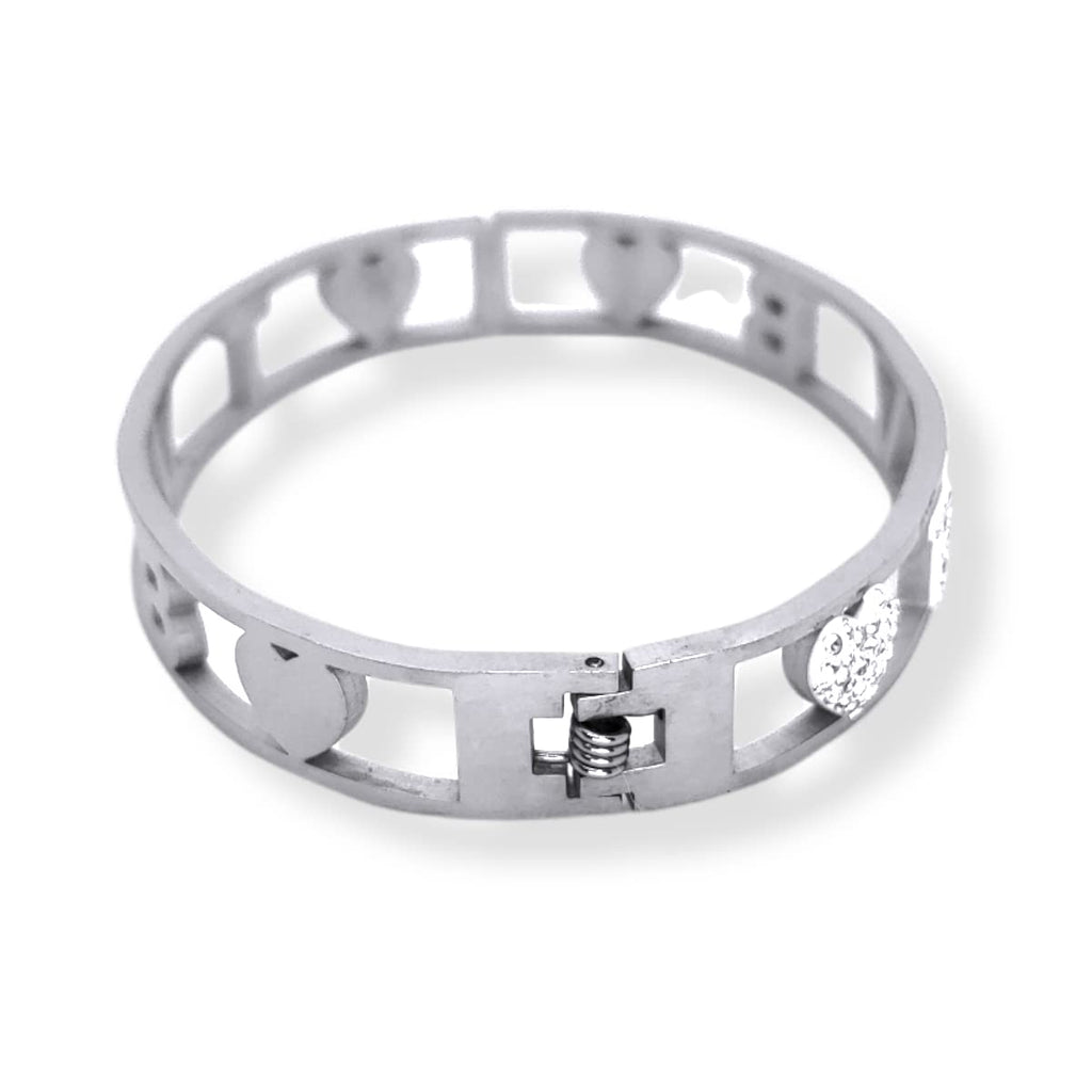 Bracciale Ti Voglio Bene Frase Donna Acciaio Modello Rigido con Scritta TVB e Zirconi Bianchi Braccialetto Scritta Bracelet for woman Regalo Festa della mamma Laurea Compleanno Chiusura a Manetta
