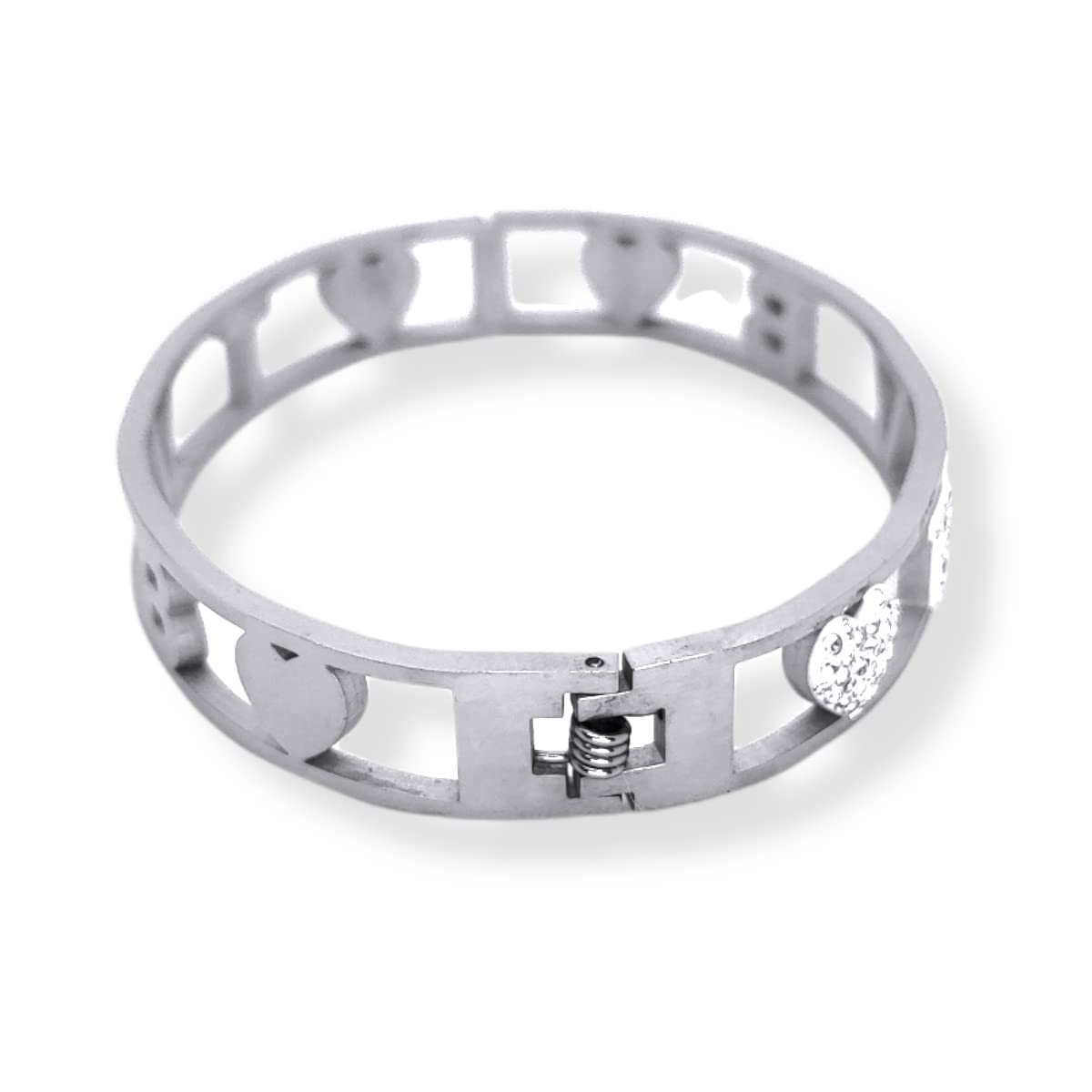 Bracciale Ti Voglio Bene Frase Donna Acciaio Modello Rigido con Scritta TVB e Zirconi Bianchi Braccialetto Scritta Bracelet for woman Regalo Festa della mamma Laurea Compleanno Chiusura a Manetta