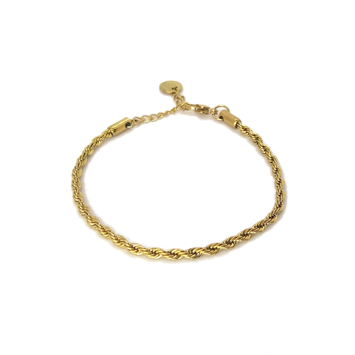 Habibi Jewels Bracciale Uomo Donna Acciaio Modello Catena Corda Intrecciata Color Oro Gold Torcion 2 mm Braccialetto Idea Regalo Festa del Papà Compleanno Laurea