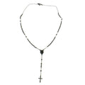 Habibi Jewels Collana Rosario in Acciaio da Uomo Donna Nera Grani Perline Medaglietta Madonnina e Ciondolo Croce Idea Regalo Compleanno Laurea Onomastico Comunione