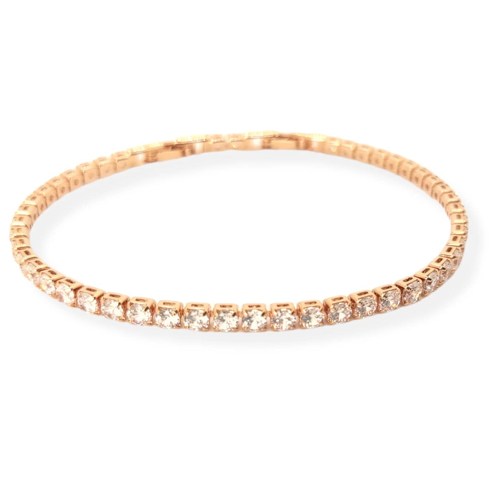 Habibi Jewels Bracciale Tennis Donna in Acciaio Color Oro Rosa Rosé con Strass Bianchi Brillantini Braccialetto Idea Regalo Compleanno Laurea