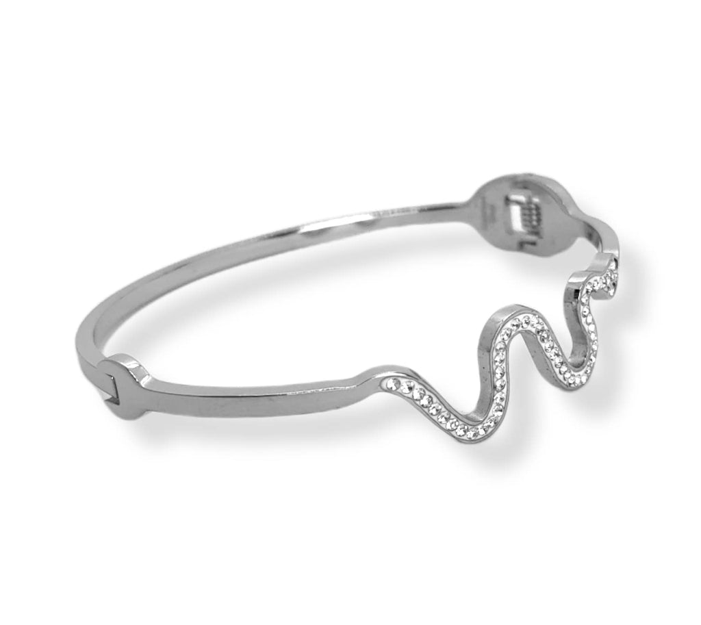 Habibi Jewels Bracciale brillantini Donna Acciaio rigido con serpente zirconi modello a manetta braccialetto ragazza gioiello bijoux