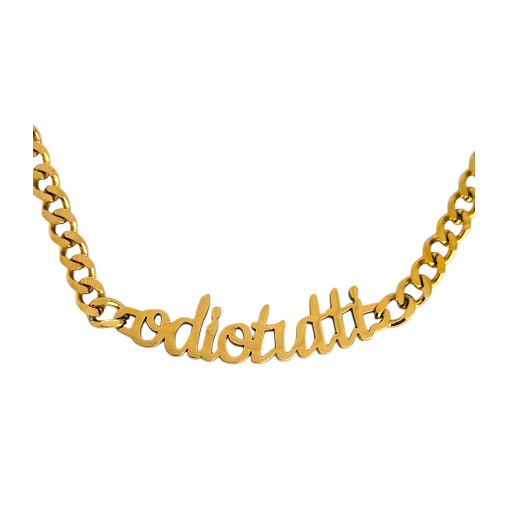 Habibi Jewels Collana in Acciaio da Donna con scritta ODIO TUTTI Gold a Maglia Larga Collanina Idea Regalo Compleanno Laurea Onomastico Festa della Mamma