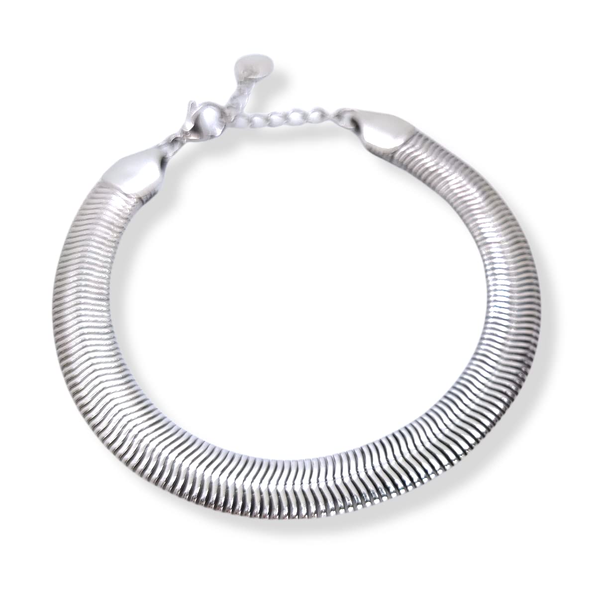 Habibi Jewels Bracciale Piatto Uomo in Acciaio Modello Snake 8 mm Piattina Catena Regolabile Piattina Braccialetto Bracelet for man Idea Regalo Festa del Papà Compleanno Onomastico Natale