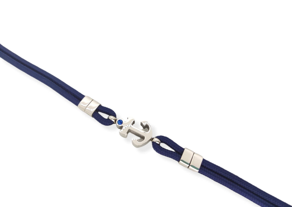 Habibi Jewels Bracciale Ancora Uomo in Acciaio e Blu con Chiusura ad Incastro Braccialetto Idea Regalo Festa del Papà Compleanno Laurea