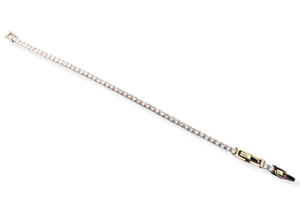 Habibi Jewels Bracciale Tennis Donna Uomo in Acciaio modello Bianco Strass Brillantini Braccialetto Idea Regalo Compleanno Laurea