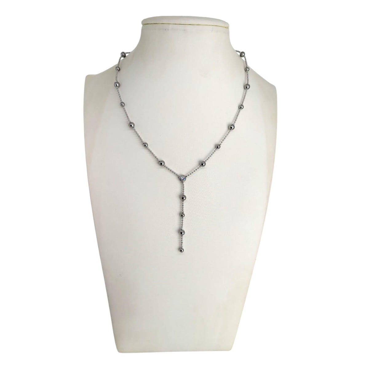 Habibi Jewels Collana da Donna in Acciaio con Sfere e Punto Luce centrale Modello a Y Ideale per Occasioni Speciali Idea Regalo Ragazza Compleanno Festa della Mamma Natale