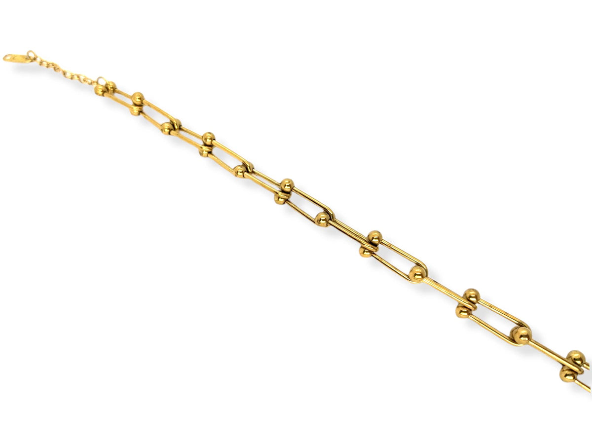 Habibi Jewels Bracciale Catena Uomo in Acciaio Color Oro Giallo Dorato Modello Semirigido Regolabile Bracelet for Man Festa del Papà Natale Laurea Idea Regalo Lucidissimo Compleanno