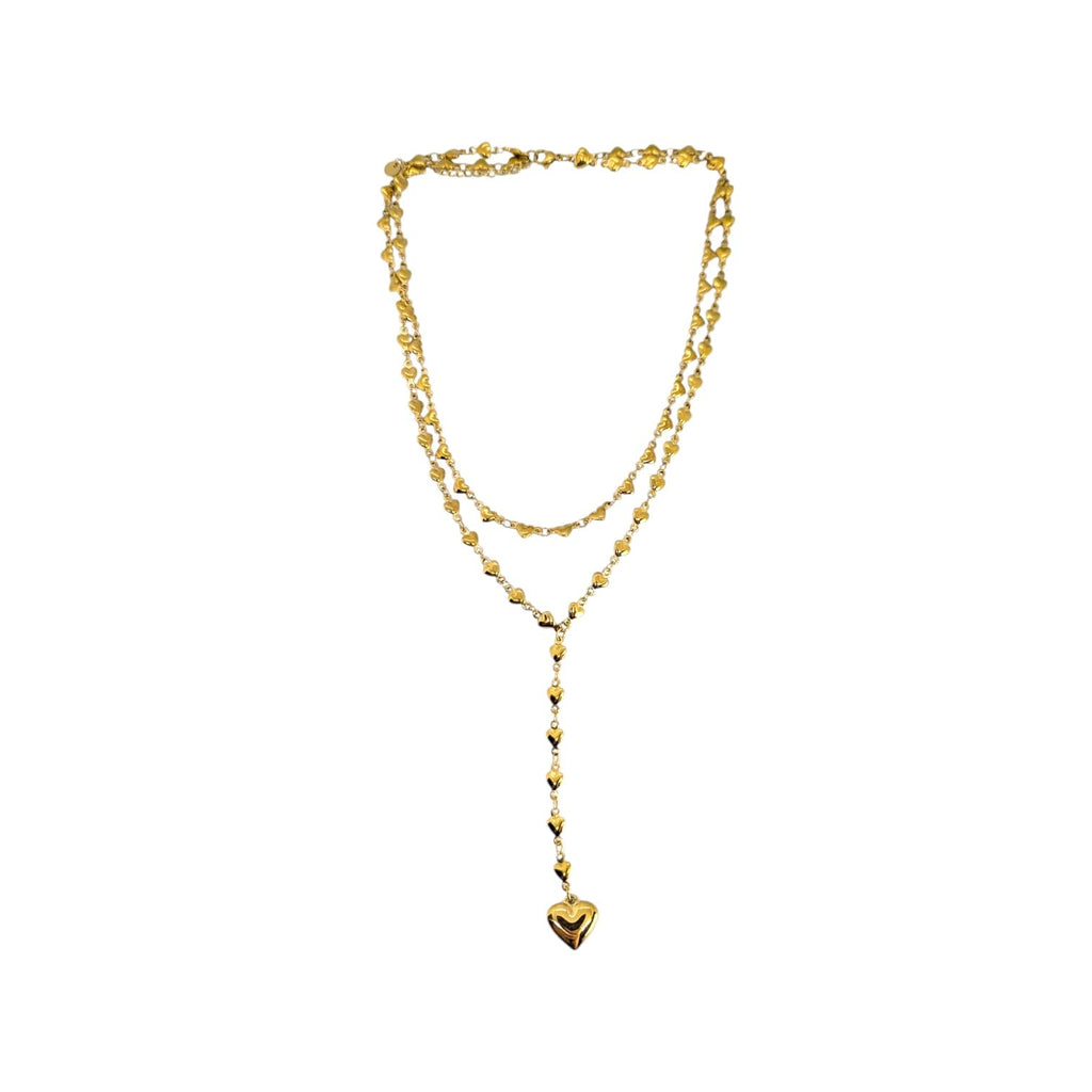 Habibi Jewels Set 2 Collane da Donna in Acciaio Gold con Cuori e pendente a Cuore per Occasioni Speciali Idea Regalo Ragazza Compleanno Festa della Mamma Natale