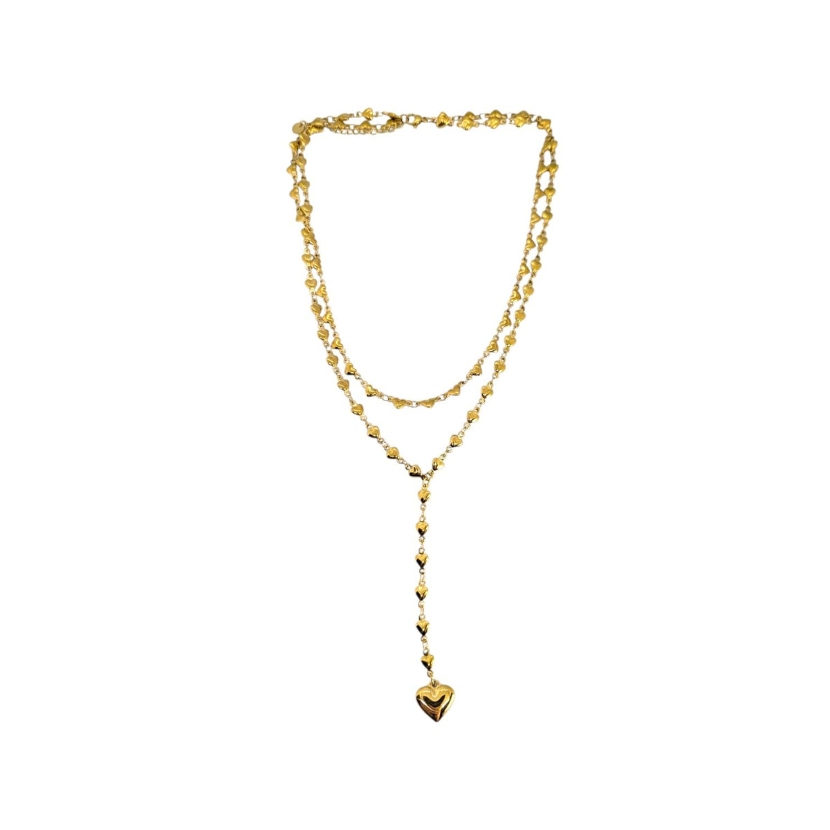 Habibi Jewels Set 2 Collane da Donna in Acciaio Gold con Cuori e pendente a Cuore per Occasioni Speciali Idea Regalo Ragazza Compleanno Festa della Mamma Natale