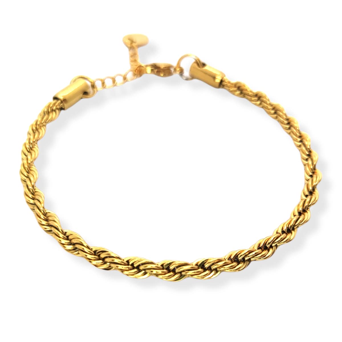 Habibi Jewels Bracciale da Uomo Donna in Acciaio Modello Corda Intrecciata Torcione Color Oro Giallo dorato Braccialetto Idea Regalo Festa del Papà Compleanno Laurea