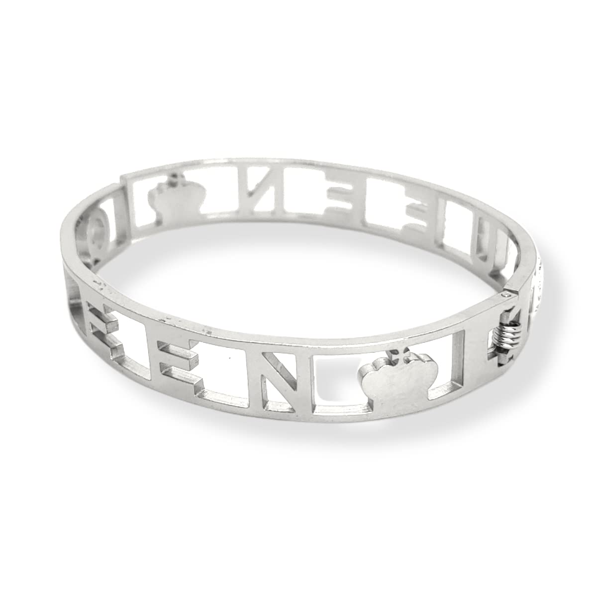 Habibi Jewels Bracciale Scritta Donna Acciaio Modello Rigido QUEEN Regina e Zirconi Bianchi Braccialetto Bracelet for woman Chiusura a Manetta Regalo Festa della Mamma Laurea Compleanno