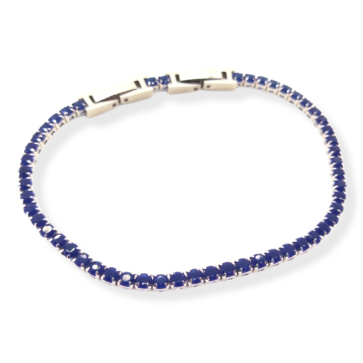 Habibi Jewels Bracciale Tennis Donna Uomo in Acciaio Blu Strass Brillantini Braccialetto Idea Regalo Compleanno Laurea