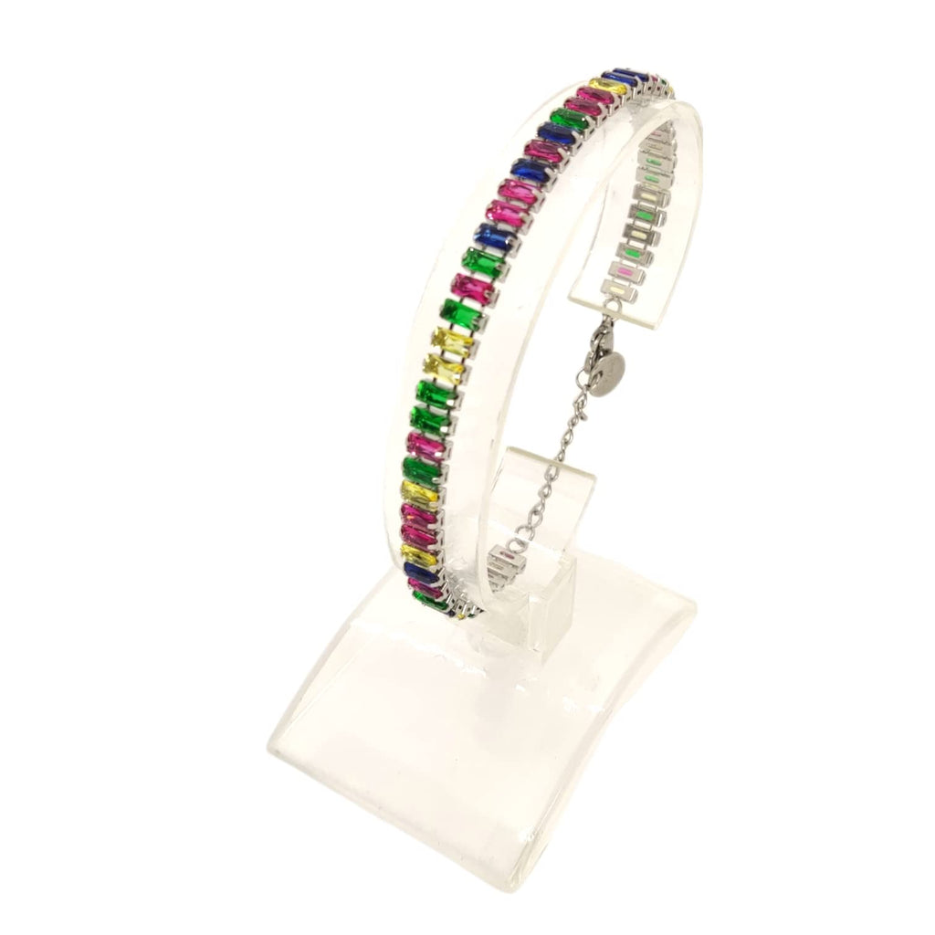 Habibi Jewels Bracciale Tennis donna in acciaio multicolore regolabile chiusura a moschettone bracelet for woman Idea Regalo