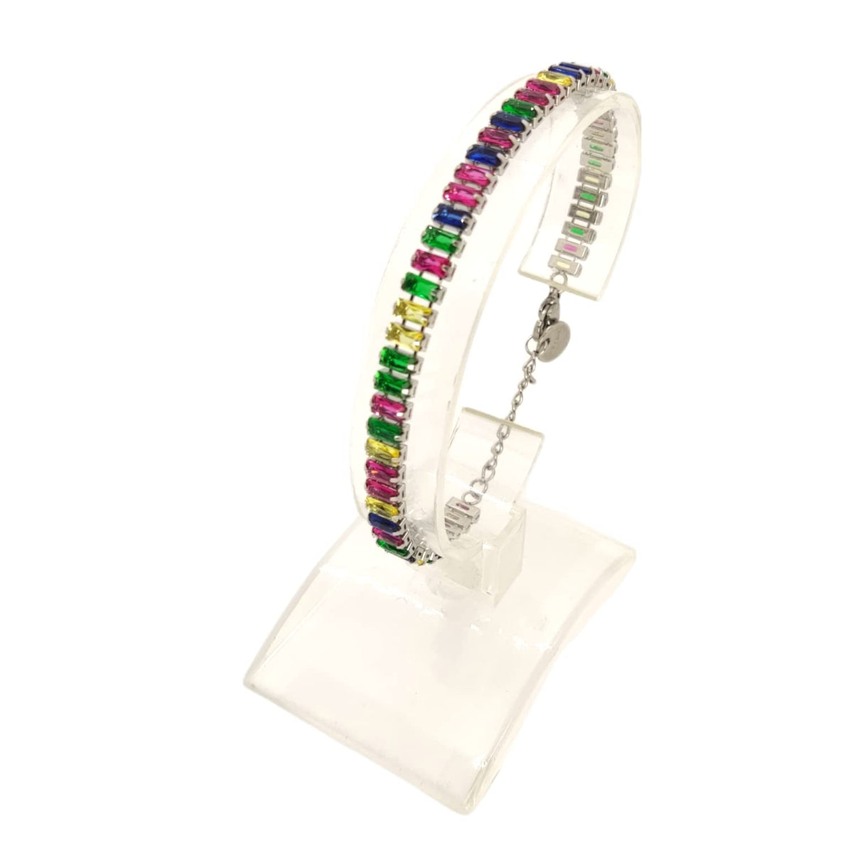 Habibi Jewels Bracciale Tennis donna in acciaio multicolore regolabile chiusura a moschettone bracelet for woman Idea Regalo